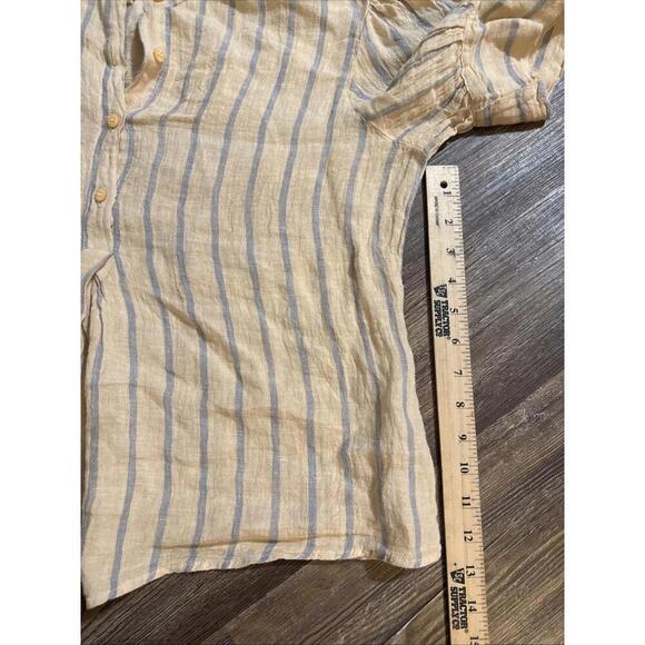 Stark X Striped Small 100% Linen Minimalist Organic Luxury Natural Blouse Small - Picture 11 of 15